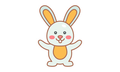 Obraz premium Cute Easter Bunny Line Art Illustration – Hand Drawn Cartoon Rabbit Outline