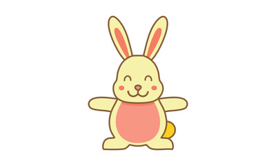 Obraz premium Cute Easter Bunny Line Art Illustration – Hand Drawn Cartoon Rabbit Outline