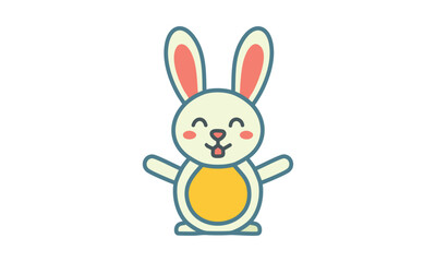 Obraz premium Cute Easter Bunny Line Art Illustration – Hand Drawn Cartoon Rabbit Outline