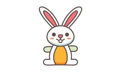 Cute Easter Bunny Line Art Illustration – Hand Drawn Cartoon Rabbit Outline