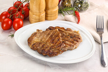 Grilled pork neck sirloin steak