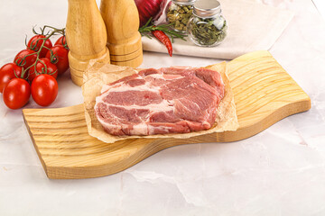 Raw pork neck steak sirloin
