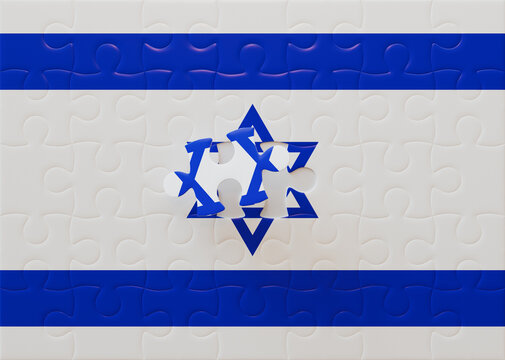 Completing the Israeli Flag: A Perfectly Assembled Jigsaw Puzzle