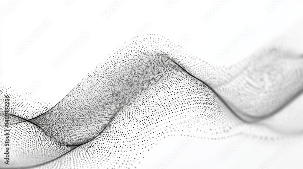 Poster abstract grayscale particle wave digital background design modern elegant flowing dots grey data
