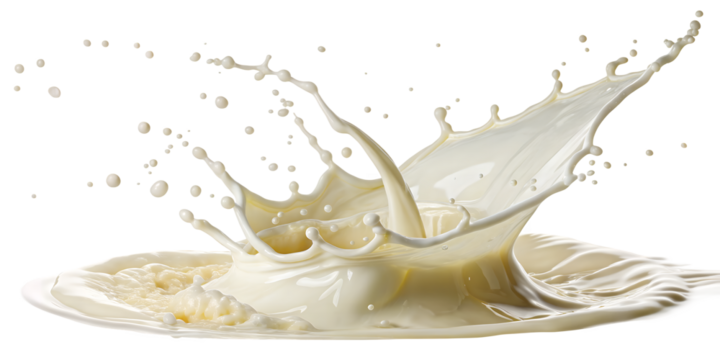 Dynamic Dairy Deluge: An artistic rendering of milk in mid-splash, capturing the raw energy and fluid dynamics of a creamy, pristine dairy eruption. 