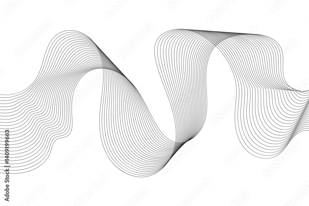Poster abstract modern background with gray wavy lines and particles. technology backdrop. eps10