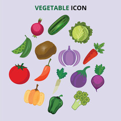 Fresh organic vegetables. Natural farm food products, green healthy vegetarian diet icons, agriculture farm plant nutrition. Vector isolated flat se