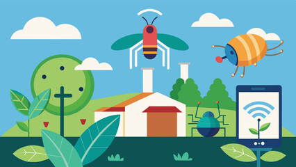 IoTenabled pest control systems have improved sustainability in agriculture by reducing the use of harmful chemicals and promoting ecofriendly pest management practices.. Vector illustration
