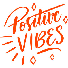 vector illustration of positive vibes text in fancy font