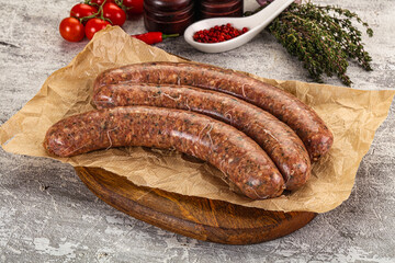 Raw beef and lamb sausages