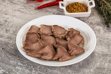 Sliced boiled pork tongue snack
