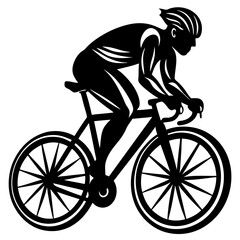 Fototapeta premium Silhouette of a bicyclist racing during a competitive event 