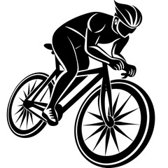 Silhouette of a bicyclist racing during a competitive event 