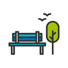 Bench in Park icon vector image. Suitable for mobile apps, web apps and print media.