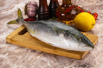 Raw Japanese Amberjack for cooking