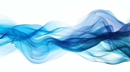 Abstract watercolor waves flowing softly in shades of light and dark blue on a white background for designs