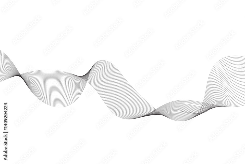 Poster abstract modern background with gray wavy lines and particles. technology backdrop. eps10