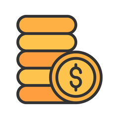Dollar Coins icon vector image. Suitable for mobile apps, web apps and print media.