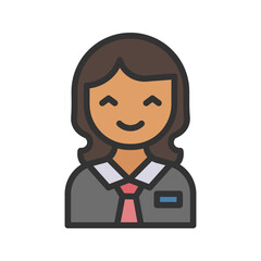 Female Student icon vector image. Suitable for mobile apps, web apps and print media.