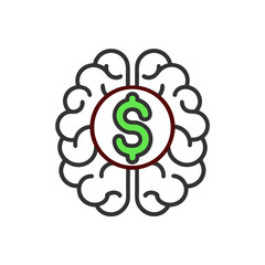 Brain with Dollar Symbol Representing Financial Intelligence  