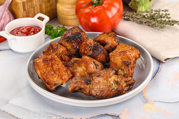 Grilled pork neck meat shashlik