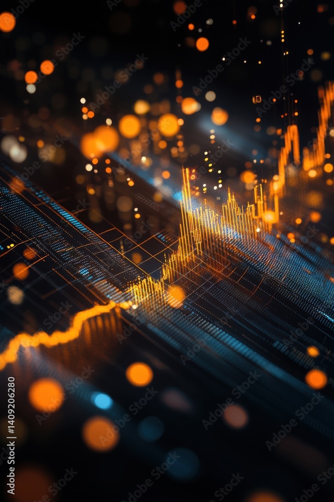Poster abstract data visualization: dynamic market trends and technological innovation
