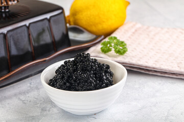 black sturgeon caviar in the bowl