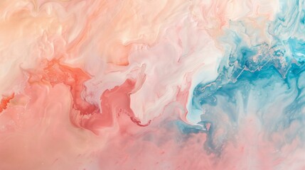 Naklejka premium Abstract watercolor background with soft pastel pink and blue hues, creating a dreamy and flowing texture.