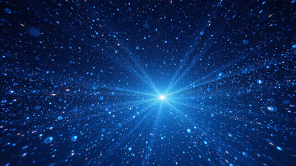 Naklejka premium A deep indigo expanse speckled with radiant, shimmering particles, creating a sense of infinite depth and ethereal energy.