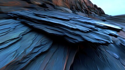 Obraz premium Abstract Dark Blue Stone Texture Background, Layered Rock Formation, Digital Art