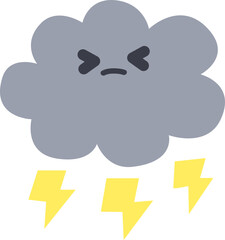 천둥번개,화난 구름,번개 아이콘,강한 감정 표현,귀여운 번개,역동적인 날씨