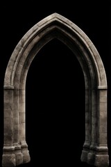 Fototapeta premium Majestic Gothic Stone Archway with Black Background Showcasing Architectural Detail and Timeless Elegance Perfect for Historical or Fantasy Projects