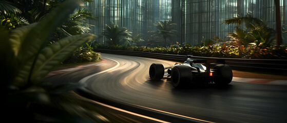 Fast Formula Car on a Tropical Track
