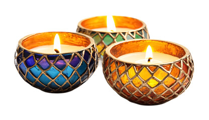 Diwali Tea Light Holders for Festive Illumination - Isolated on White Background