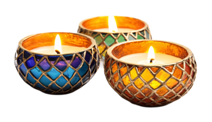 Diwali Tea Light Holders for Festive Illumination - Isolated on White Background