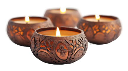 Diwali Tea Light Holders for Festive Illumination - Isolated on White Background