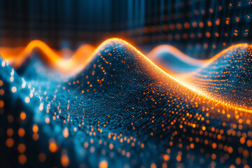 Digital Soundwave Visualization with Glowing Particles and Abstract Acoustic Flow