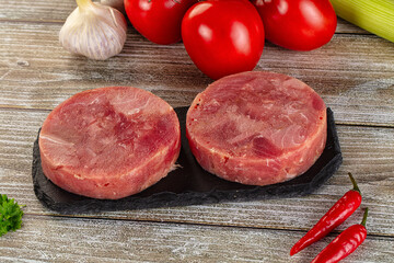 Raw round tuna fish fillet