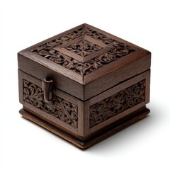Intricately carved wooden box with floral patterns