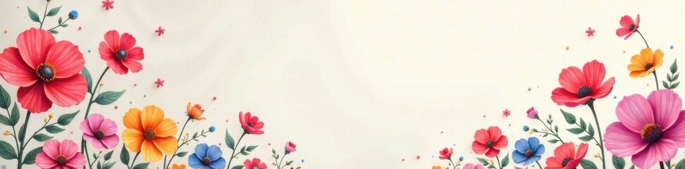 Colorful flower patterns on a pastel background, colorful, illustration, bouquet