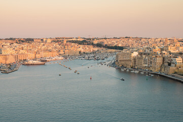 Panoramic View of Birgu Port from Valletta Lookout