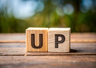The Word Up Written On Wood Cube