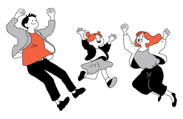 ジャンプする家族のイラスト