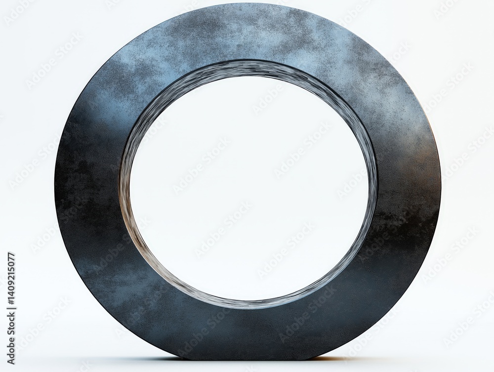 Fototapete 3d rendering of shiny metal ring: a minimalist, futuristic design element featuring abstract geometr