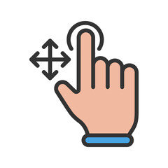Tap and Move icon vector image. Suitable for mobile apps, web apps and print media.