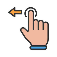 Tap and Move Left icon vector image. Suitable for mobile apps, web apps and print media.