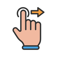 Tap and Move Right icon vector image. Suitable for mobile apps, web apps and print media.