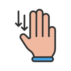 Three Fingers Down icon vector image. Suitable for mobile apps, web apps and print media.