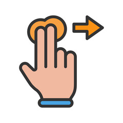 Two Fingers Right icon vector image. Suitable for mobile apps, web apps and print media.