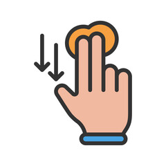 Two Fingers Down icon vector image. Suitable for mobile apps, web apps and print media.